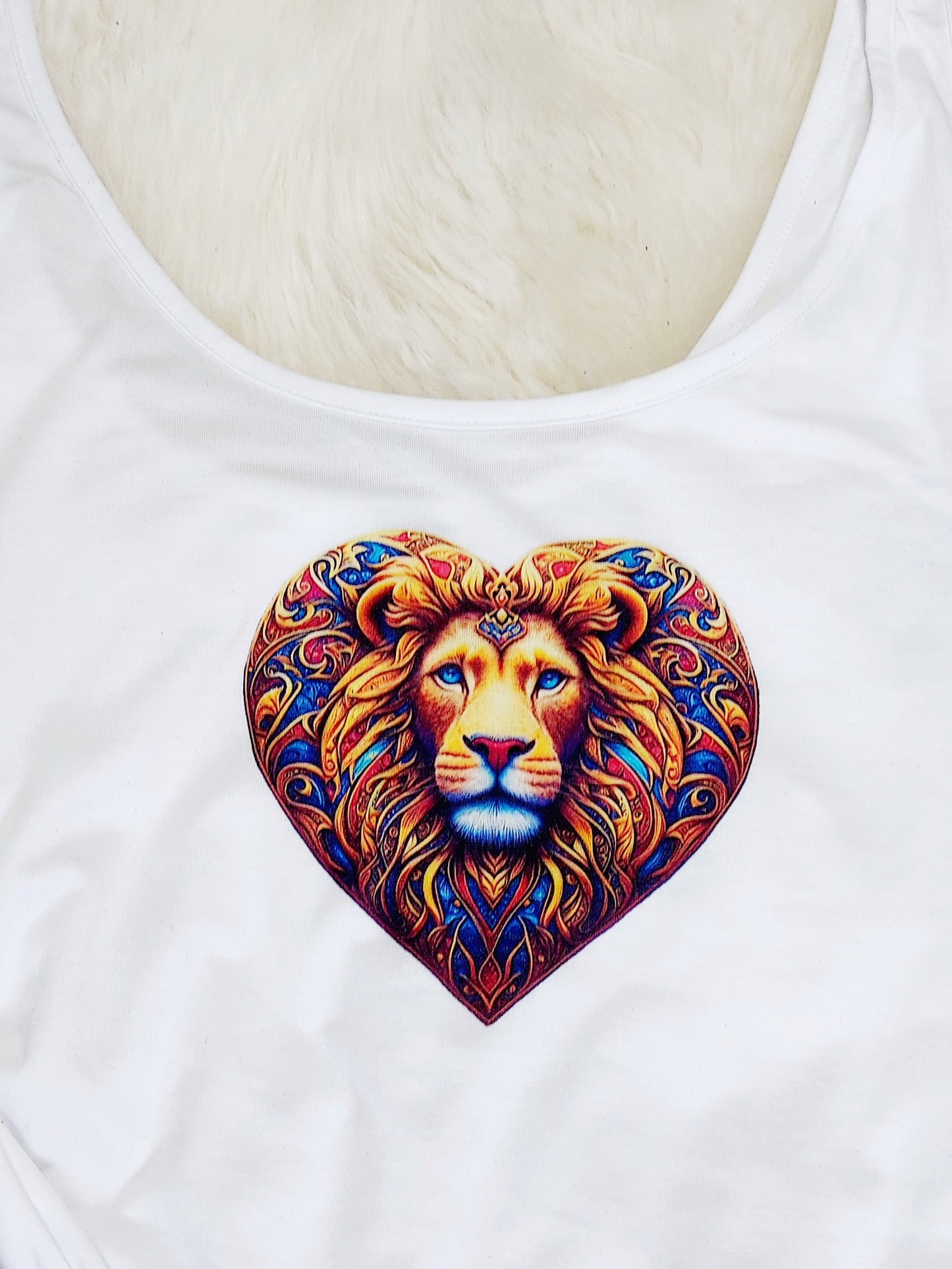 Women's Christian Tank Top with Lion of Judah love heart design