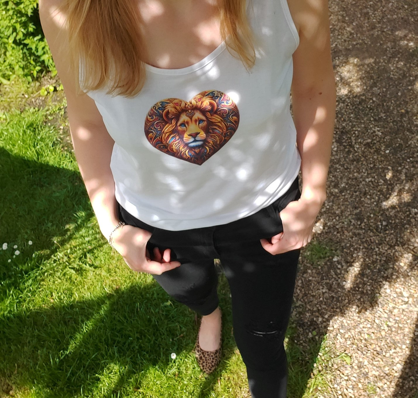 Women's Christian Tank Top with Lion of Judah love heart design