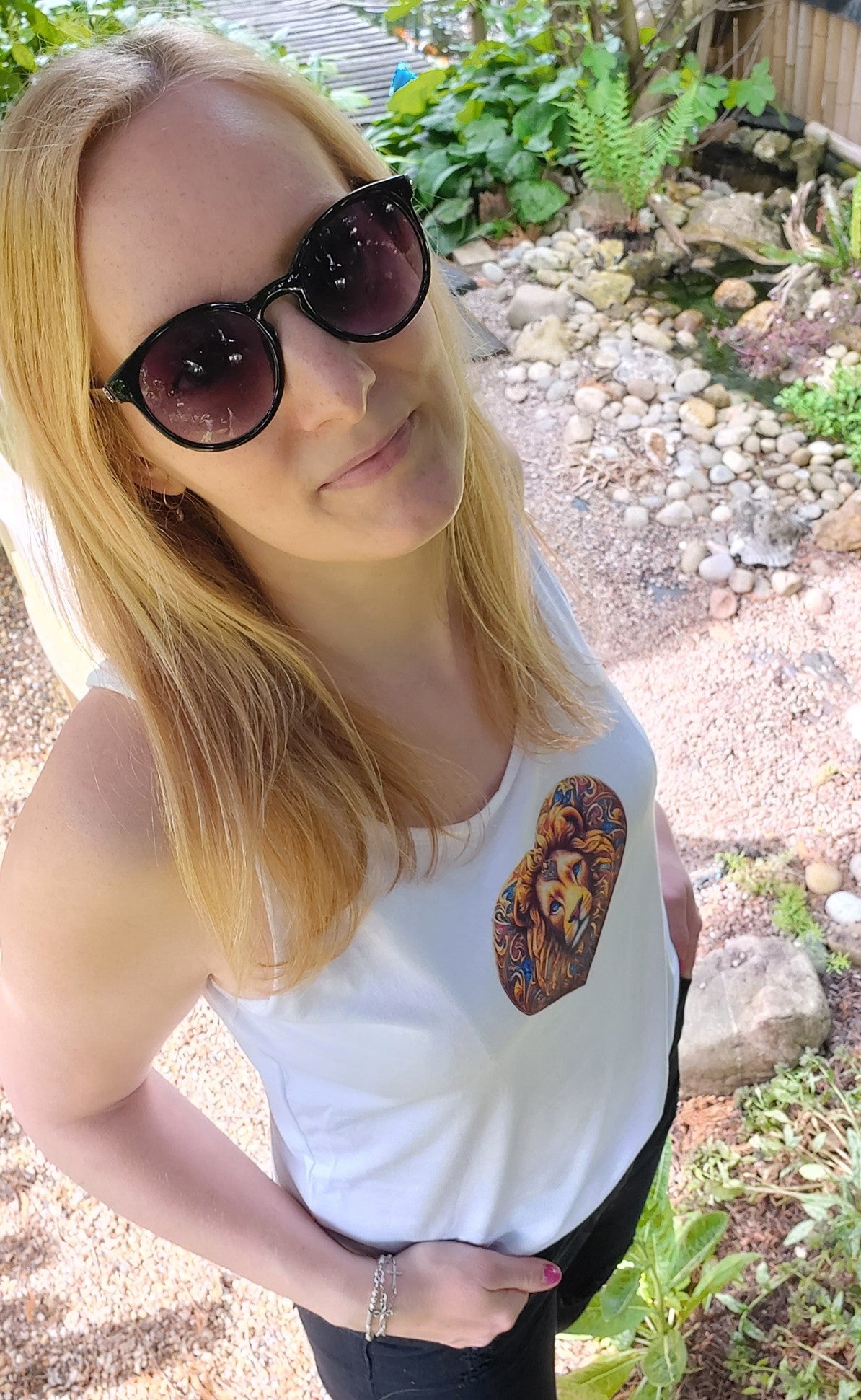 Women's Christian Tank Top with Lion of Judah love heart design