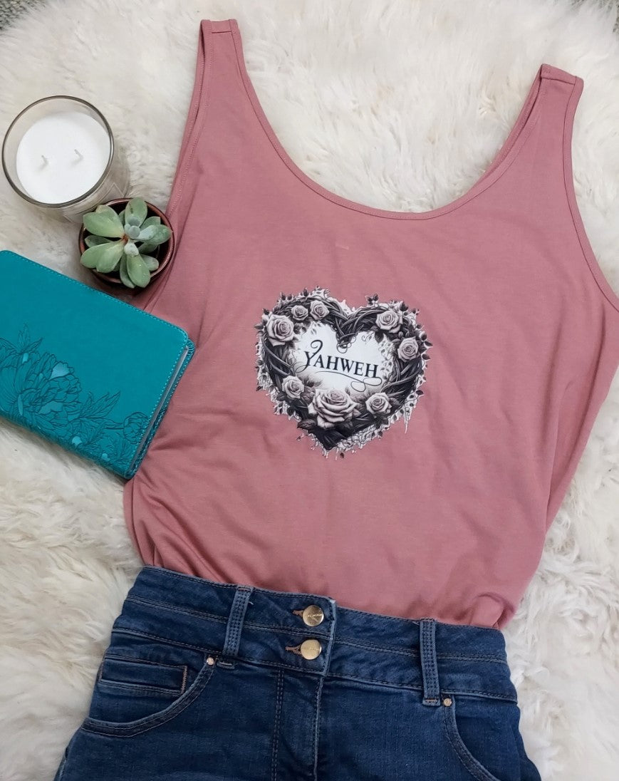 Christian Tank Top for women with Yahweh love heart design