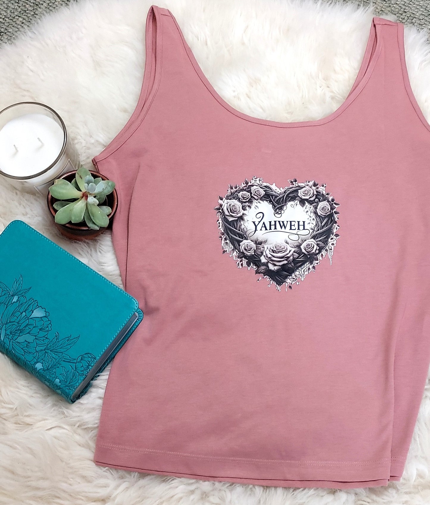 Christian Tank Top for women with Yahweh love heart design