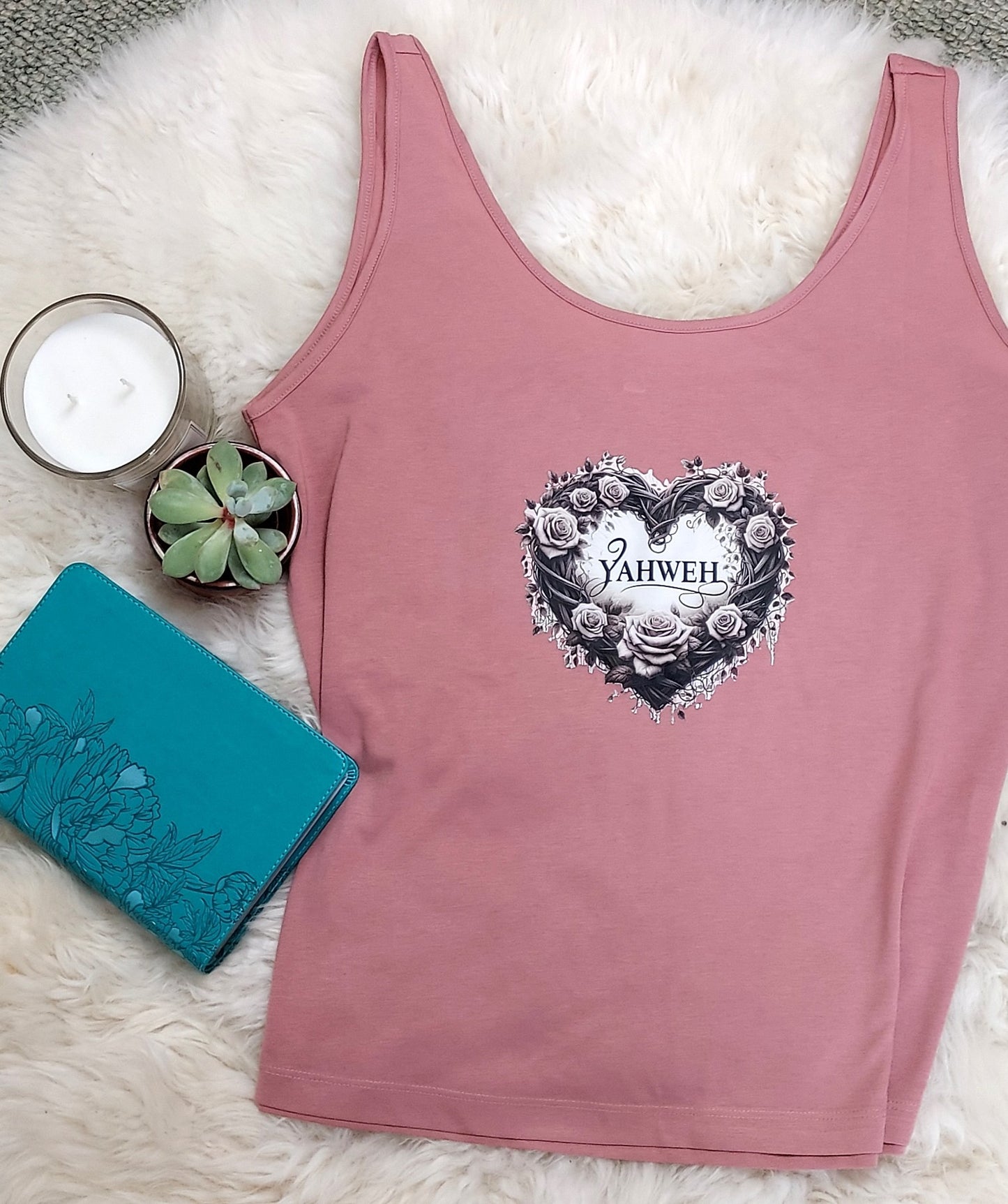 Christian Tank Top for women with Yahweh love heart design