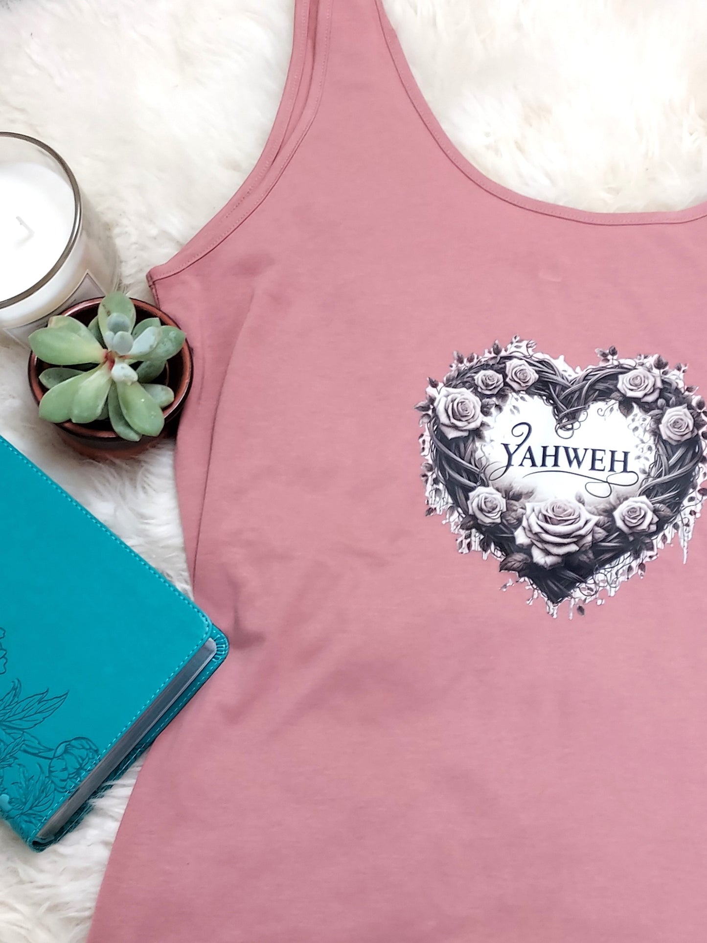 Christian Tank Top for women with Yahweh love heart design