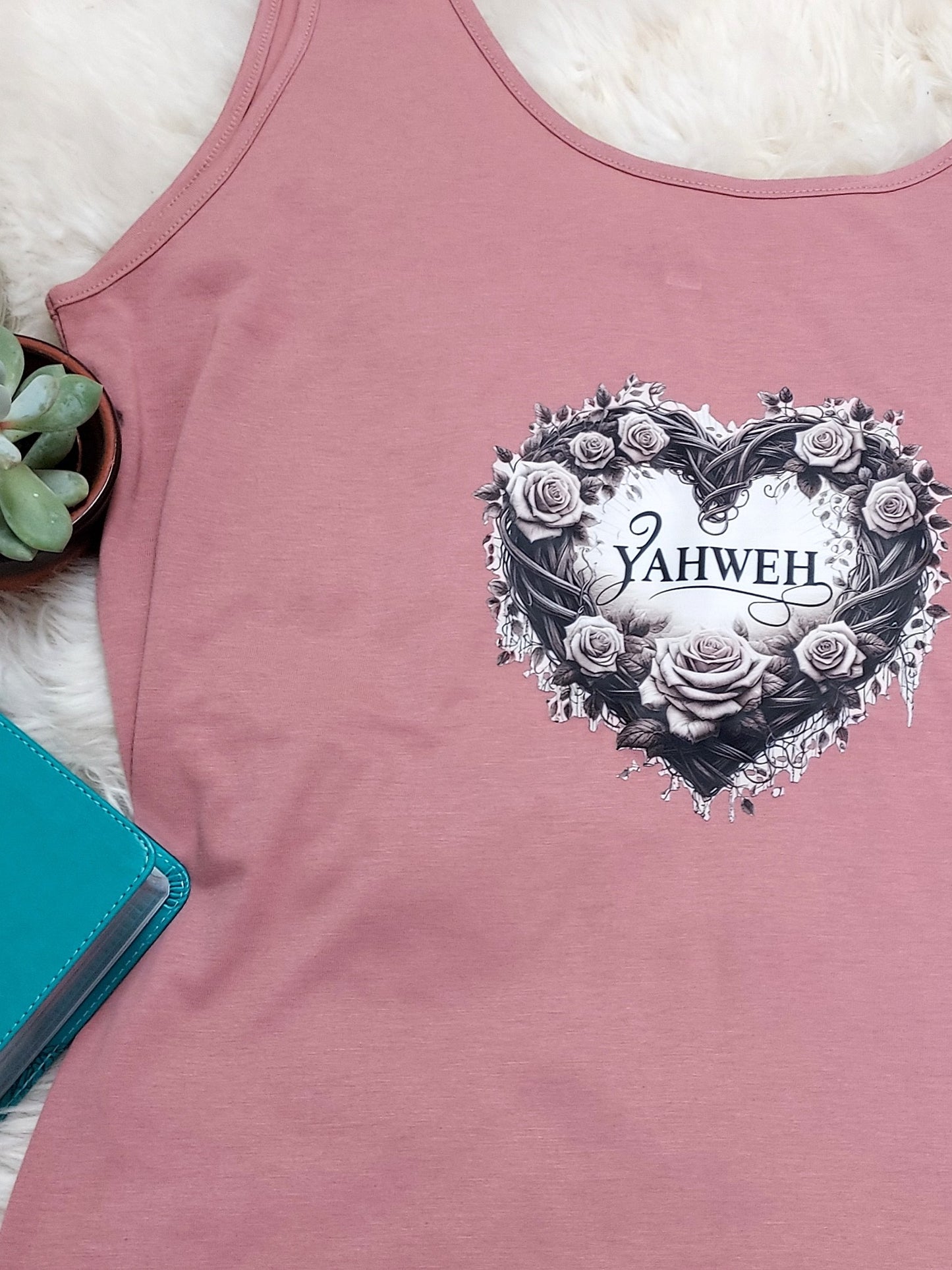 Christian Tank Top for women with Yahweh love heart design